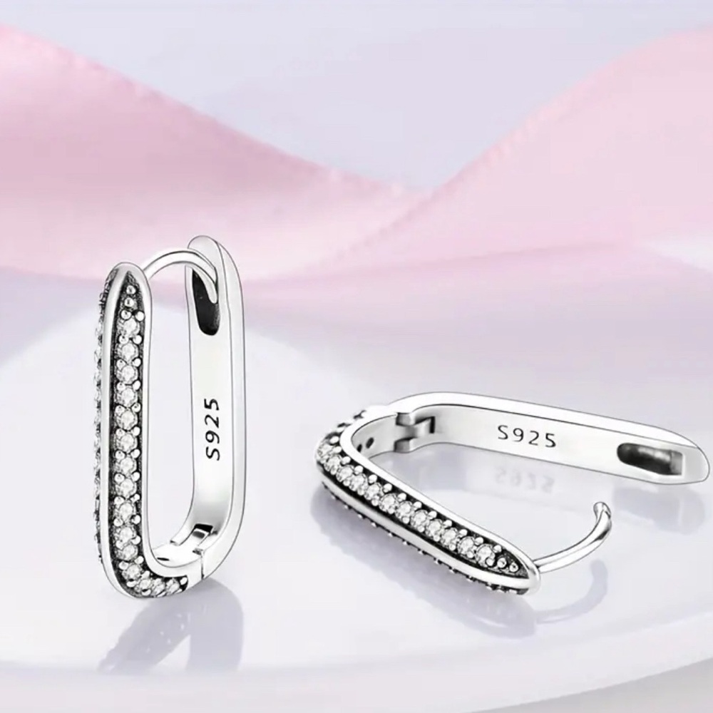 Sterling Silver 925 U-Shaped Hoop Earrings